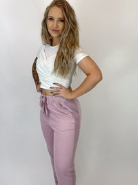 In For The Weekend Fleece Lined Joggers (Blush)