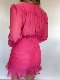 Lovestruck Long Sleeve Ruched Mini Dress (Pink) | La Belle Boutique: Neutral Women's Clothing Boutique