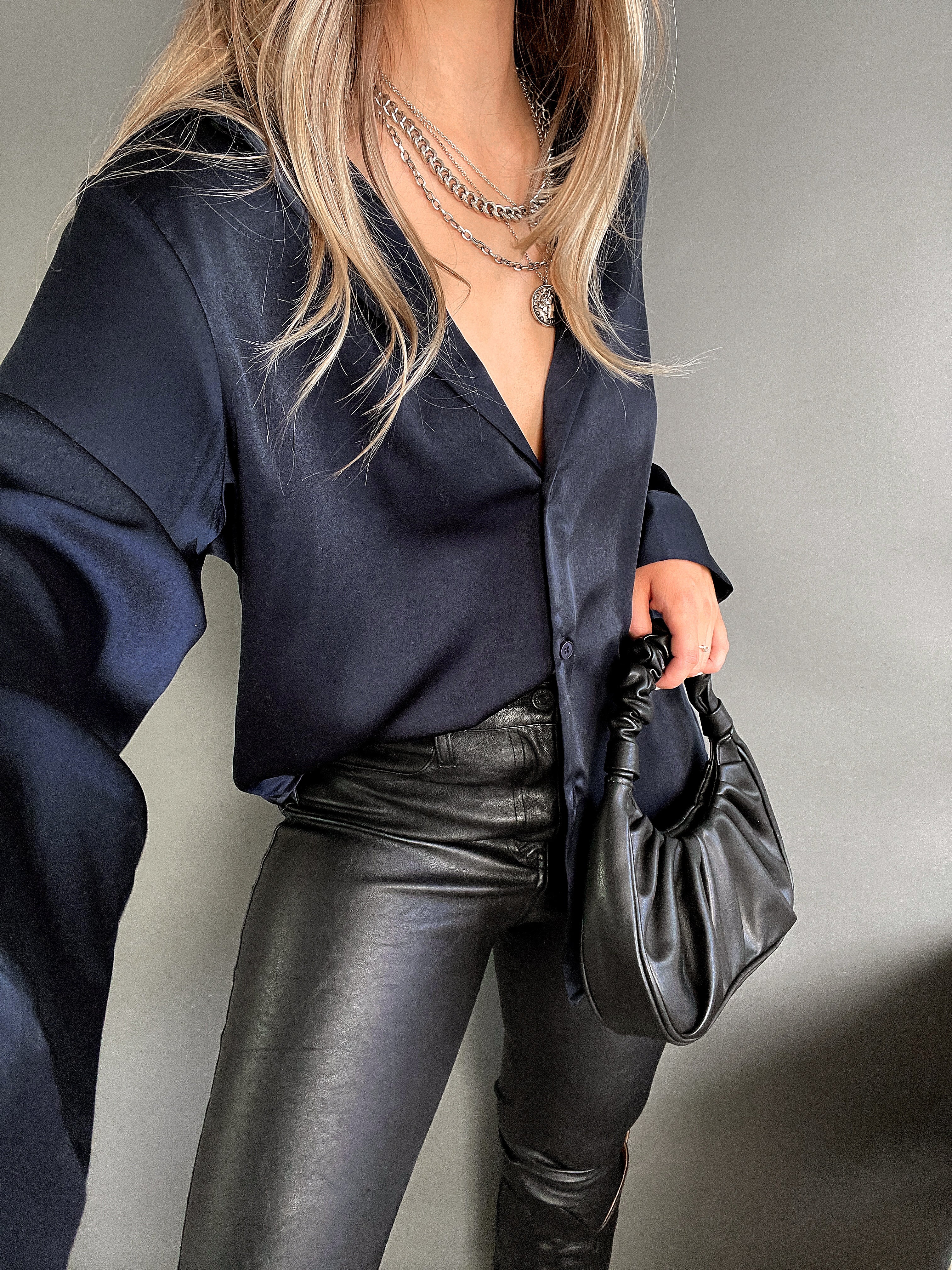 Button down satin blouse outlet